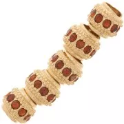 Cuenta redonda de strass 7x6 mm - Dorado - Topacio x1