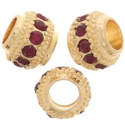 Cuenta redonda de strass 7x6 mm - Dorado - Siam x1