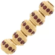 Cuenta redonda de strass 7x6 mm - Dorado - Siam x1