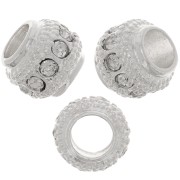 Cuenta redonda de strass 7x6 mm - Plata - Cristal x1|raw }}