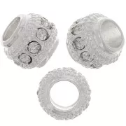 Cuenta redonda de strass 7x6 mm - Plata - Cristal x1