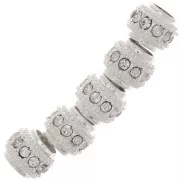 Cuenta redonda de strass 7x6 mm - Plata - Cristal x1