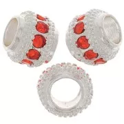 Cuenta redonda de strass 7x6 mm - Plata - Jacinto x1