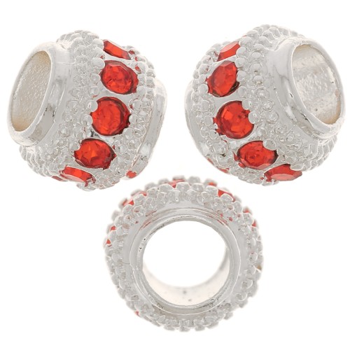 Cuenta redonda de strass 7x6 mm - Plata - Jacinto x1