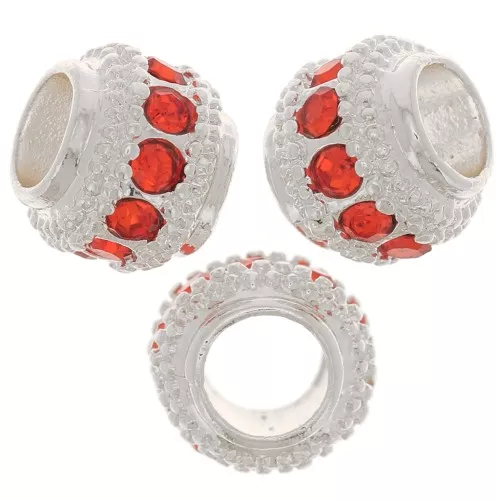 Cuenta redonda de strass 7x6 mm - Plata - Jacinto x1