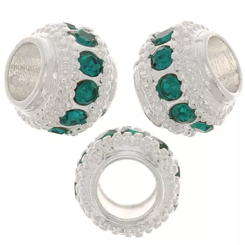 Cuenta redonda de strass 7x6 mm - Plata - Veraman x1