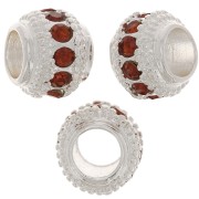 Cuenta redonda de strass 7x6 mm - Chapado en plata - Topacio x1