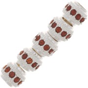 Cuenta redonda de strass 7x6 mm - Chapado en plata - Topacio x1