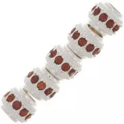 Cuenta redonda de strass 7x6 mm - Chapado en plata - Topacio x1