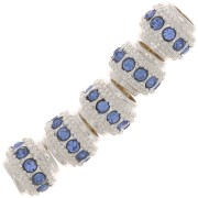 Cuenta redonda de strass 7x6 mm - Plata - Azul x1