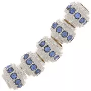 Cuenta redonda de strass 7x6 mm - Plata - Azul x1