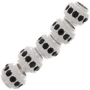 Cuenta redonda de strass 7x6 mm - Plata - Negro x1