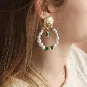 Cuenta redonda de strass 7x6 mm - Chapado en plata - Siam x1