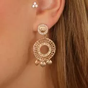 Entrepieza redondo de 24 mm con varios agujeros y con diamantes de imitación - Plata - Transparente x1