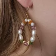 Cuentas efecto nudo en hilo de nylon 7x5 mm - Lila x6