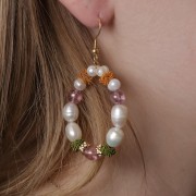 Cuentas efecto nudo en hilo de nylon 7x5 mm - Magenta x6