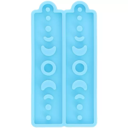 Molde de silicona - pendientes rectangulares motivo luna - resina epoxi