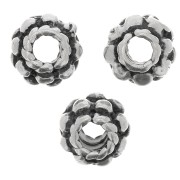 Cuentas redondas aplanadas en forma de flor de 5 mm - Plateado antigua x10|raw }}