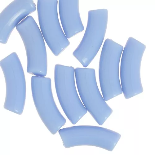 Cuentas tubo curvadas 35x11 mm en acrílico opaco - Azul cielo x6