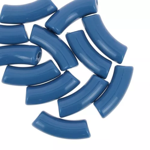 Cuentas tubo curvadas 35x11 mm en acrílico opaco - Azul denim x6