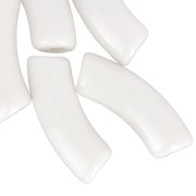 Perlas tubo curvadas 35x11 mm en acrílico opaco - Crema x6