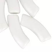 Perlas tubo curvadas 35x11 mm en acrílico opaco - Crema x6