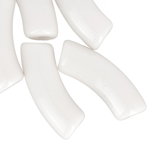 Perlas tubo curvadas 35x11 mm en acrílico opaco - Crema x6