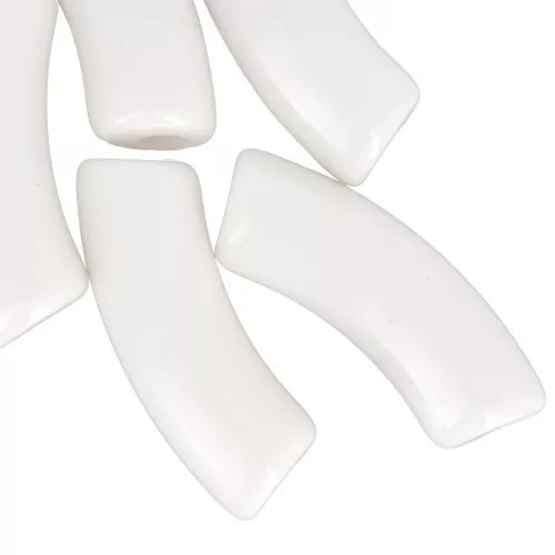 Perlas tubo curvadas 35x11 mm en acrílico opaco - Crema x6
