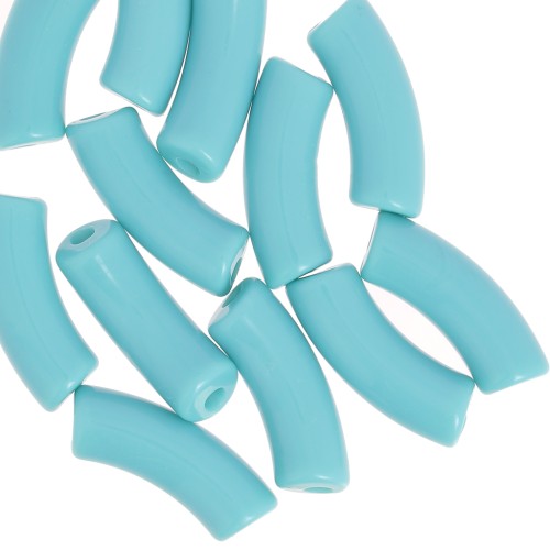 Cuentas de tubo curvado en acrílico opaco 35x11 mm - Azul hielo x6