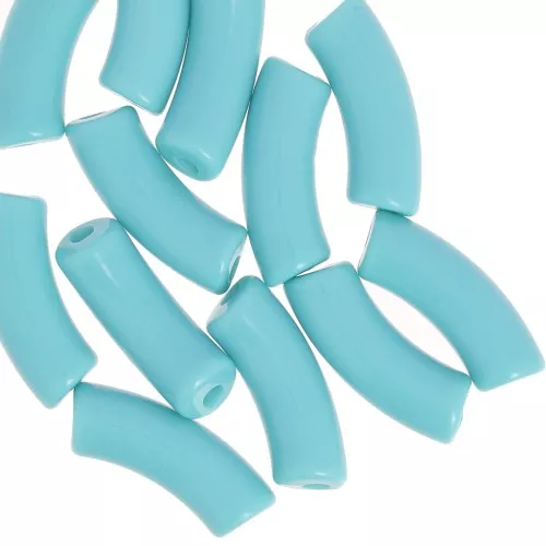 Perlas tubo curvadas 35x11 mm en acrílico opaco - Azul glaciar x6