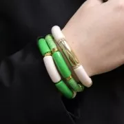 Perlas tubo curvadas 35x11 mm en acrílico opaco - Verde x6