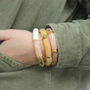 Cuentas tubo curvadas 35x11 mm en acrílico opaco - Oro x6