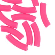 Perlas de tubo curvado en acrílico opaco 32x8 mm - Rosa fluorescente x6