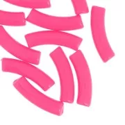 Perles tube incurvé en acrylique opaque 32x8 mm - Rose fluo x6