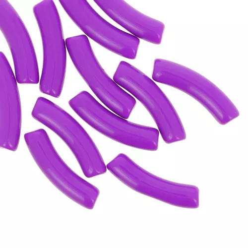 Perlas tubulares curvadas de 32x8 mm en acrílico opaco - Violeta x6