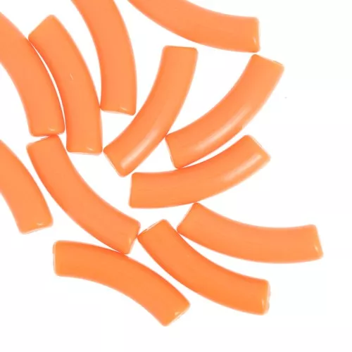 Perlas de tubo curvado 32x8 mm en acrílico opaco - Naranja x6