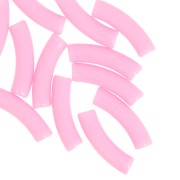 Cuentas de tubo curvado en acrílico opaco 32x8 mm - Rosa claro x6
