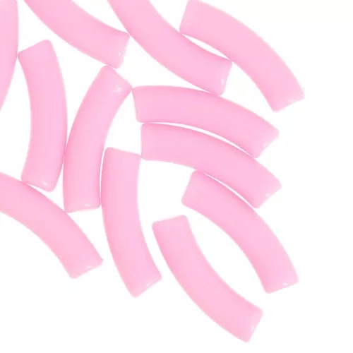 Abalorios tubulares curvados 32x8 mm en acrílico opaco - Rosa claro x6