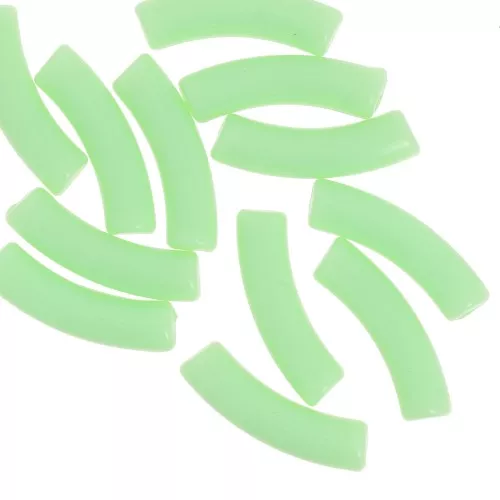 Cuentas tubulares curvadas 32x8 mm en acrílico opaco - Verde claro x6