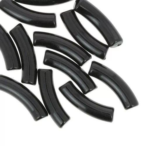 Perlas tubulares curvadas de 32x8 mm en acrílico opaco - Negro x6