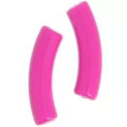 Abalorios tubulares curvados 32x8 mm en acrílico opaco - Fucsia x6