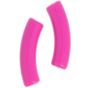 Cuentas de tubo curvado en acrílico opaco 32x8 mm - Fucsia x6