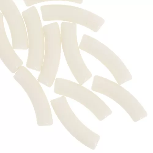Perlas de tubo curvado 32x8 mm en acrílico opaco - Marfil x6