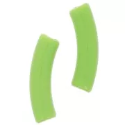 Cuentas tubulares curvadas de acrílico opaco 32x8 mm - Verde lima x6