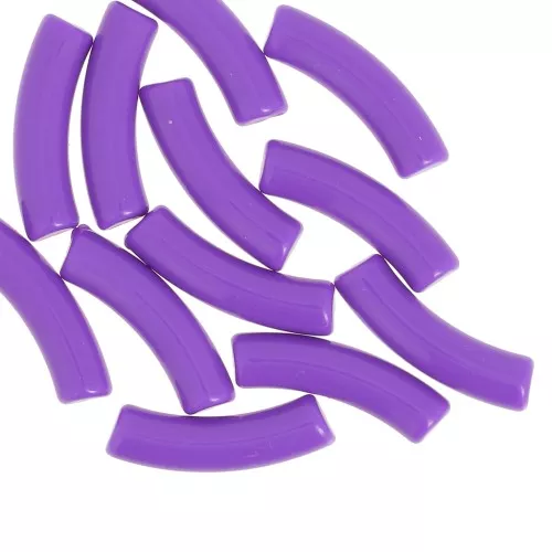 Cuentas tubulares curvadas 32x8 mm en acrílico opaco - Violeta oscuro x6