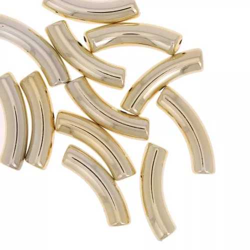 Perlas de tubo curvado 32x8 mm en acrílico opaco - Oro x6