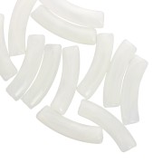 Perlas acrílicas transparentes de tubo curvado 32x8 mm - Mármol blanco x6