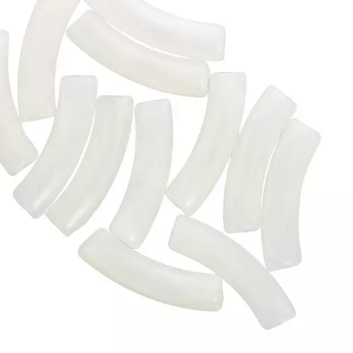 Perlas acrílicas transparentes 32x8 mm tubo curvo - Mármol blanco x6