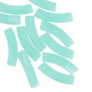 Perlas acrílicas transparentes 32x8 mm tubo curvo - Verde agua jaspeado x6