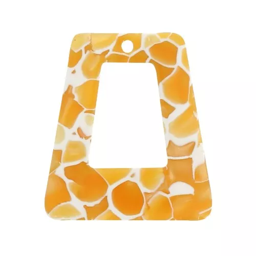 Colgante Trapecio Calado de Acetato 29x26 mm - Carey - Amarillo - Blanco x1